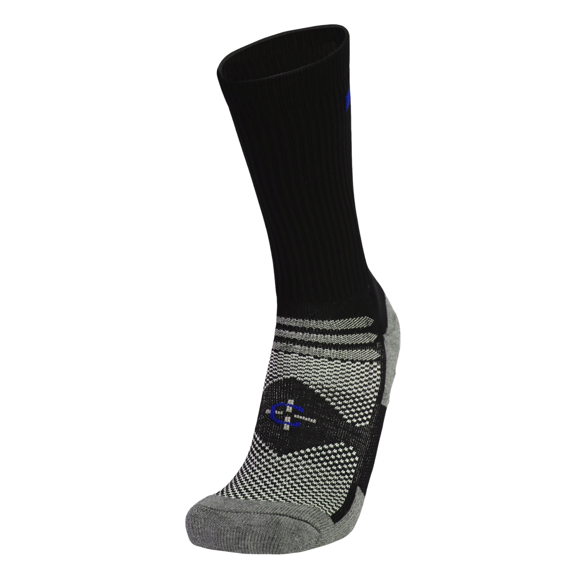 Blue Line Crew Sock by Covert Threads, first responder crew sock with black body on Tampa Home & Garden Store