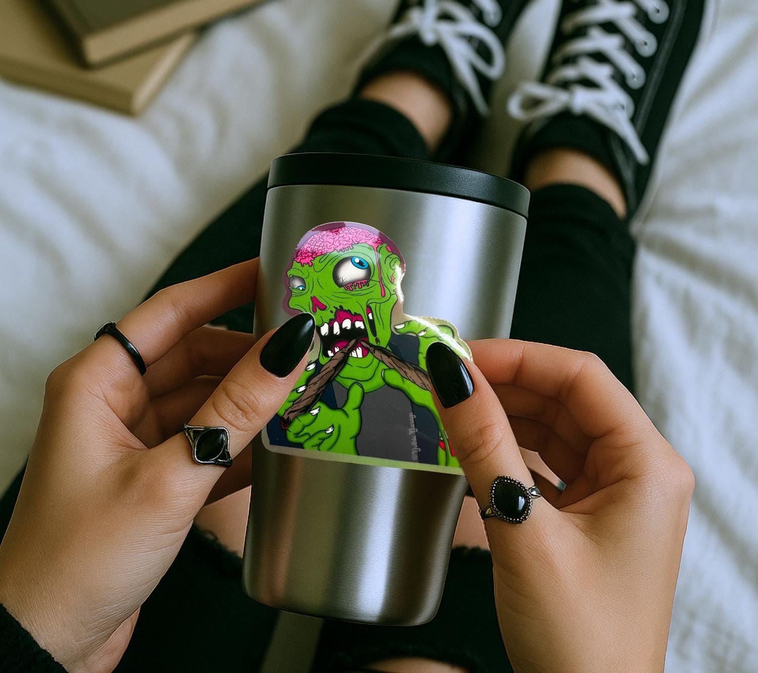 Blunt Brains – Zombie Stoner Die Cut Waterproof Sticker- A little undead, a lotta baked - Tampa Home & Garden Store