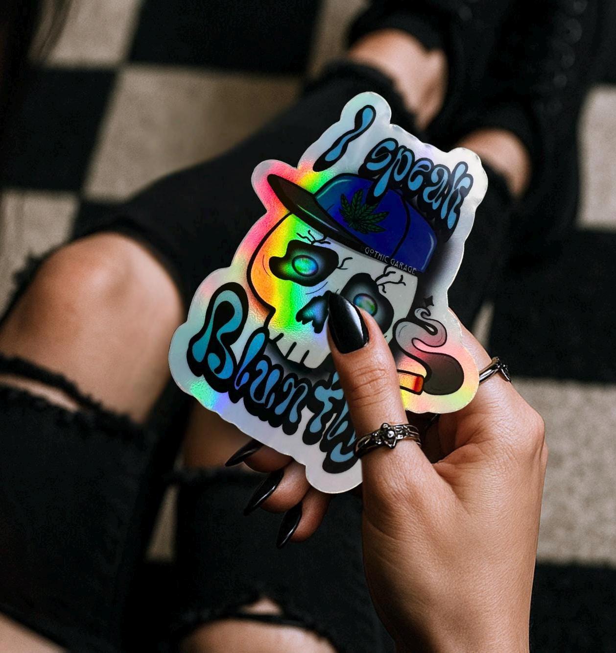 Blunt Marijuana Gothic Skull Waterproof Sticker – Where Fun Meets Plant-Powered Vibes! - Perfect for Scrapbooking and Collecting - Tampa Home & Garden Store