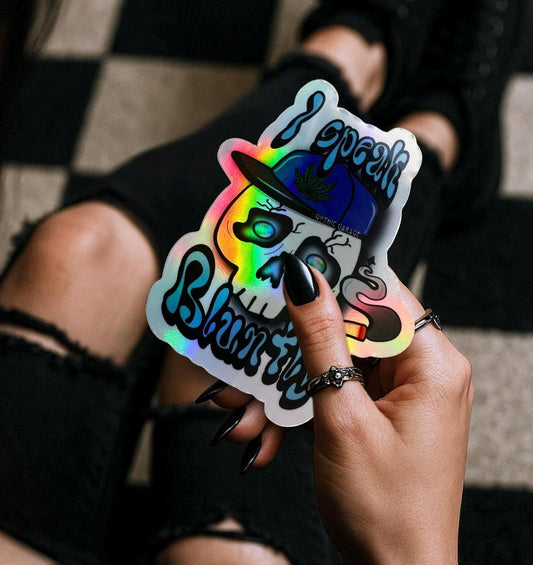 Blunt Marijuana Gothic Skull Waterproof Sticker – Where Fun Meets Plant-Powered Vibes! - Perfect for Scrapbooking and Collecting - Tampa Home & Garden Store