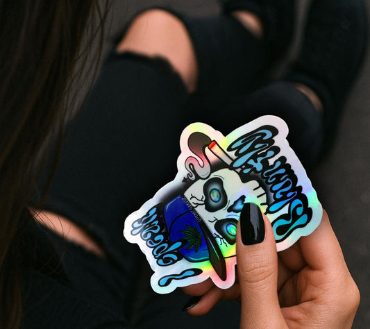Blunt Marijuana Gothic Skull Waterproof Sticker – Where Fun Meets Plant-Powered Vibes! - Perfect for Scrapbooking and Collecting - Tampa Home & Garden Store