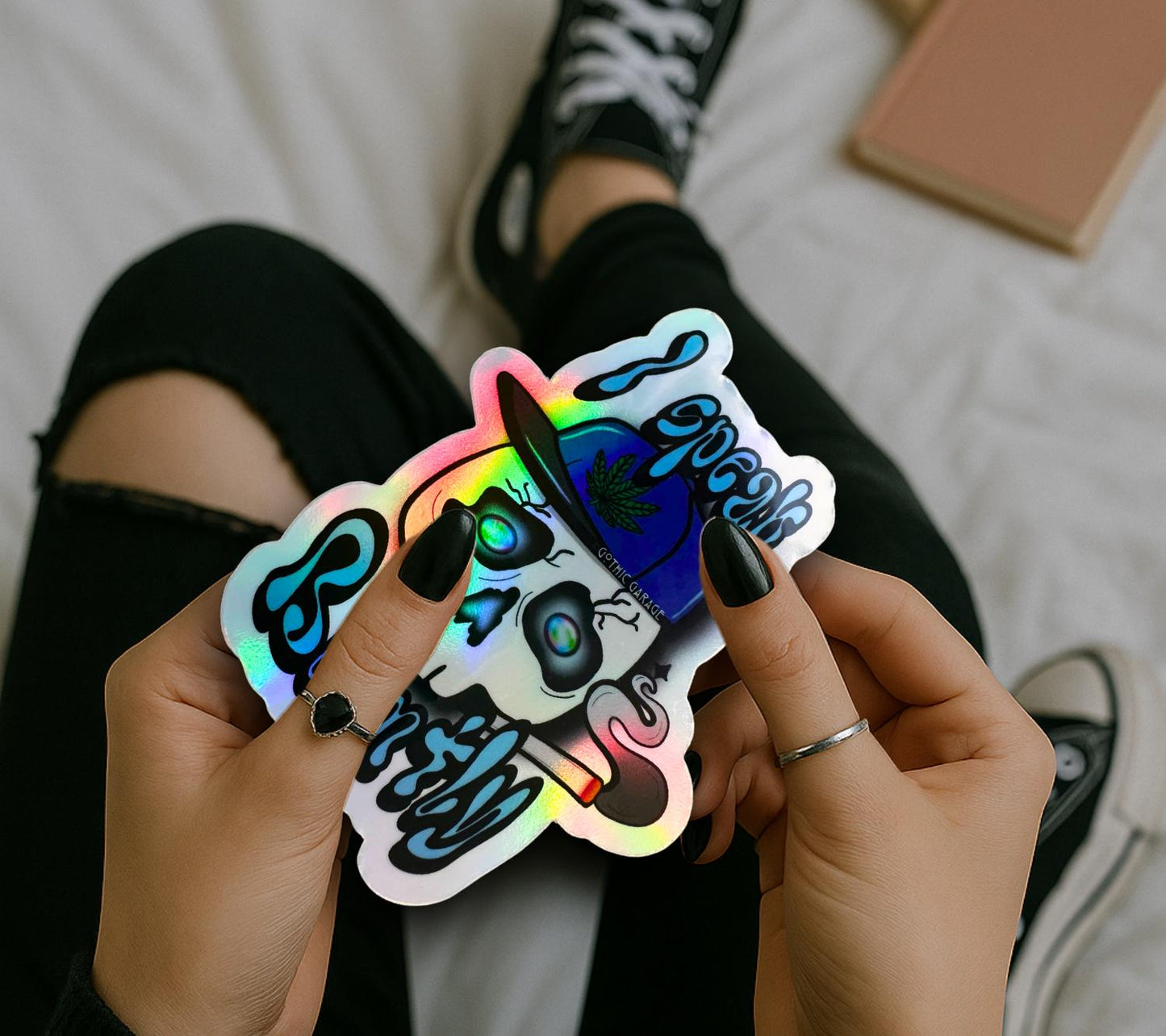 Blunt Marijuana Gothic Skull Waterproof Sticker – Where Fun Meets Plant-Powered Vibes! - Perfect for Scrapbooking and Collecting - Tampa Home & Garden Store