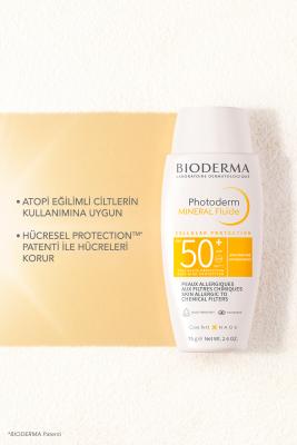 Sunscreen Bioderma Photoderm Mineral SPF50+ bottle with yellow label beside beige box, two items on Tampa Home & Garden Store
