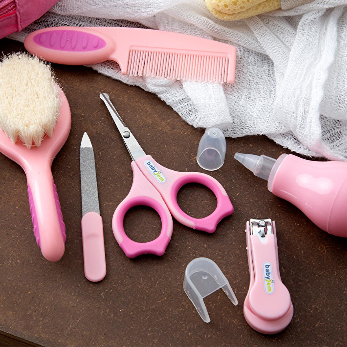 Pink Babyjem Baby Care Set 7-piece newborn grooming kit with portable case on Tampa Home & Garden Store