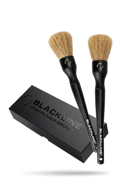 Blackline Boar's Hair Brush Set with two tan boar hair detailing brushes and black handles on Tampa Home & Garden Store