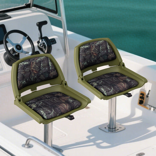 Boat Seat Folding Low Back Boat Chair with Marine-Grade PVC - Tampa Home & Garden Store