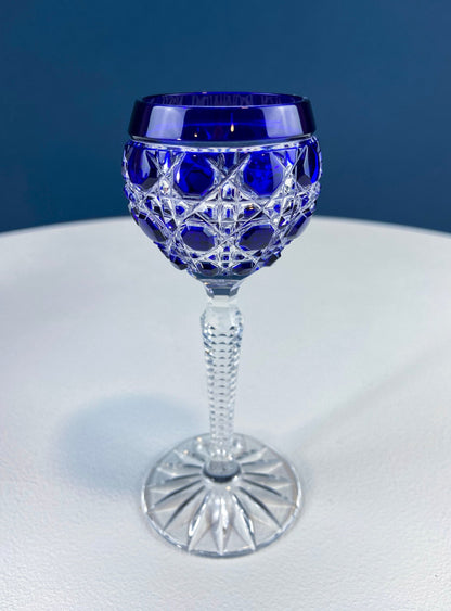Bohemian Crystal Sweet Wine or Cordial Glasses. Set of Five Sapphire to Clear Cut Crystal Stemware. Look Like Jewels. Luxury Living. - Tampa Home & Garden Store