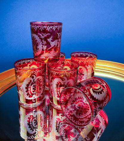 Bohemian Crystal Sweet Wine or Cordial Glasses. Set of Five Sapphire to Clear Cut Crystal Stemware. Look Like Jewels. Luxury Living. - Tampa Home & Garden Store