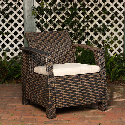 Bondi Deluxe Outdoor Wicker Armchair Replacement Cushion brown wicker chair cream cushion on Tampa Home & Garden Store