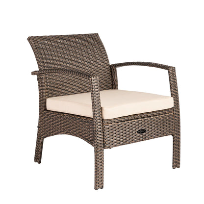 Bondi Wicker Outdoor Armchair brown wicker frame with beige cushion Fire Sense/Balkene Home on Tampa Home & Garden Store