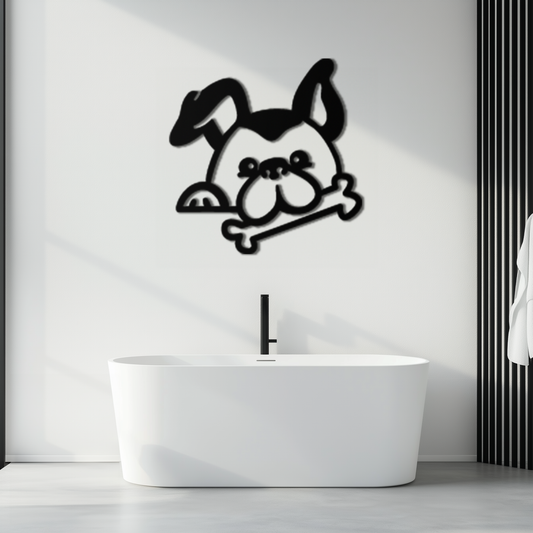 Bone-Holding Dog Metal Wall Art - Playful Pet Decor - KAF194 - Tampa Home & Garden Store