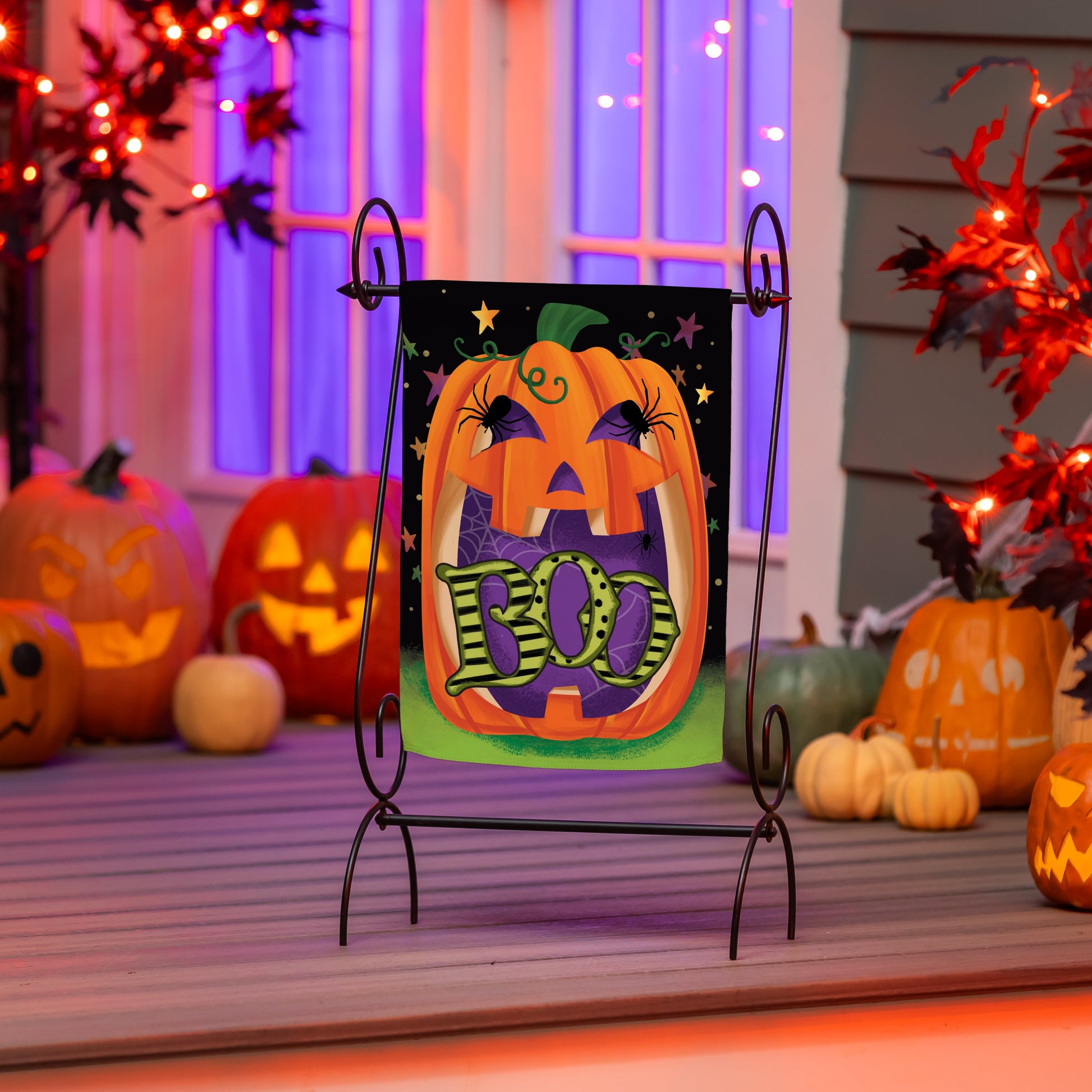 Boo Jack Pumpkin Suede Garden Flag - Tampa Home & Garden Store