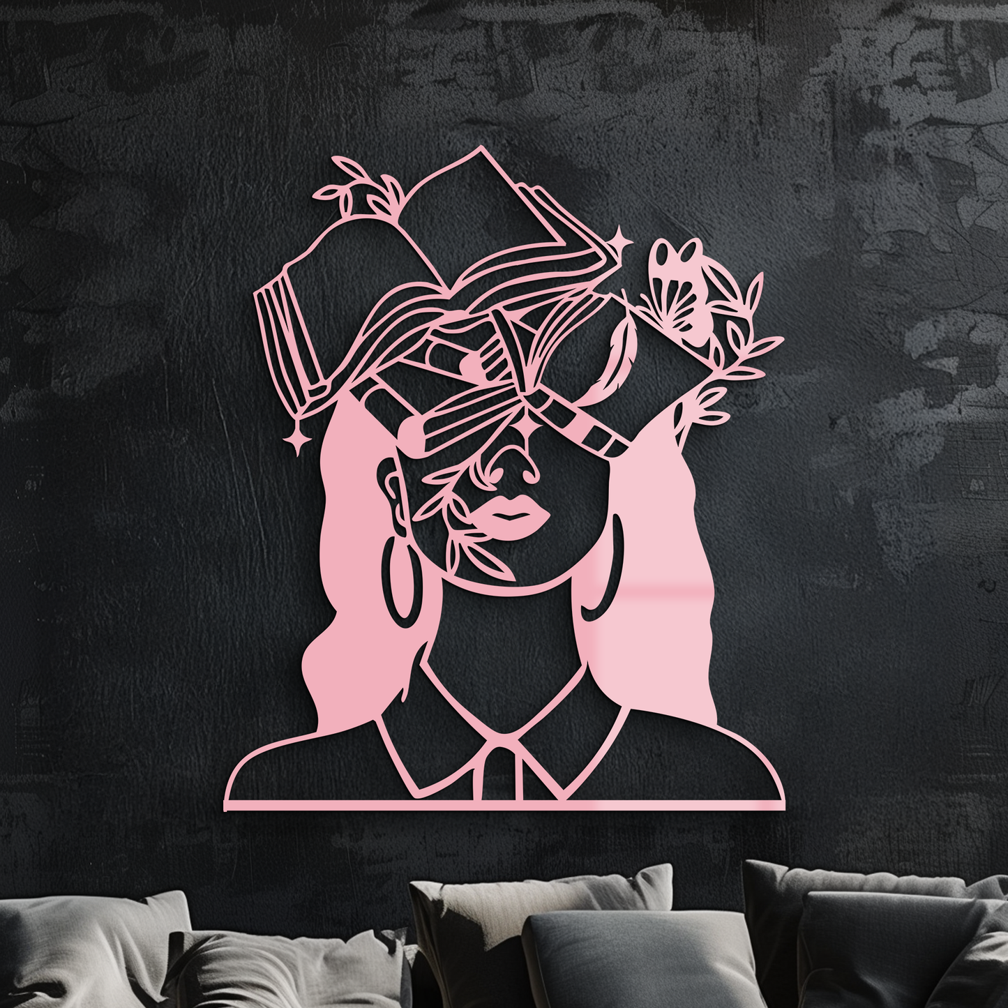 Book Lover Woman Silhouette Metal Wall Art – Reading & Knowledge Inspired Home Decor - KAFGP149 - Tampa Home & Garden Store