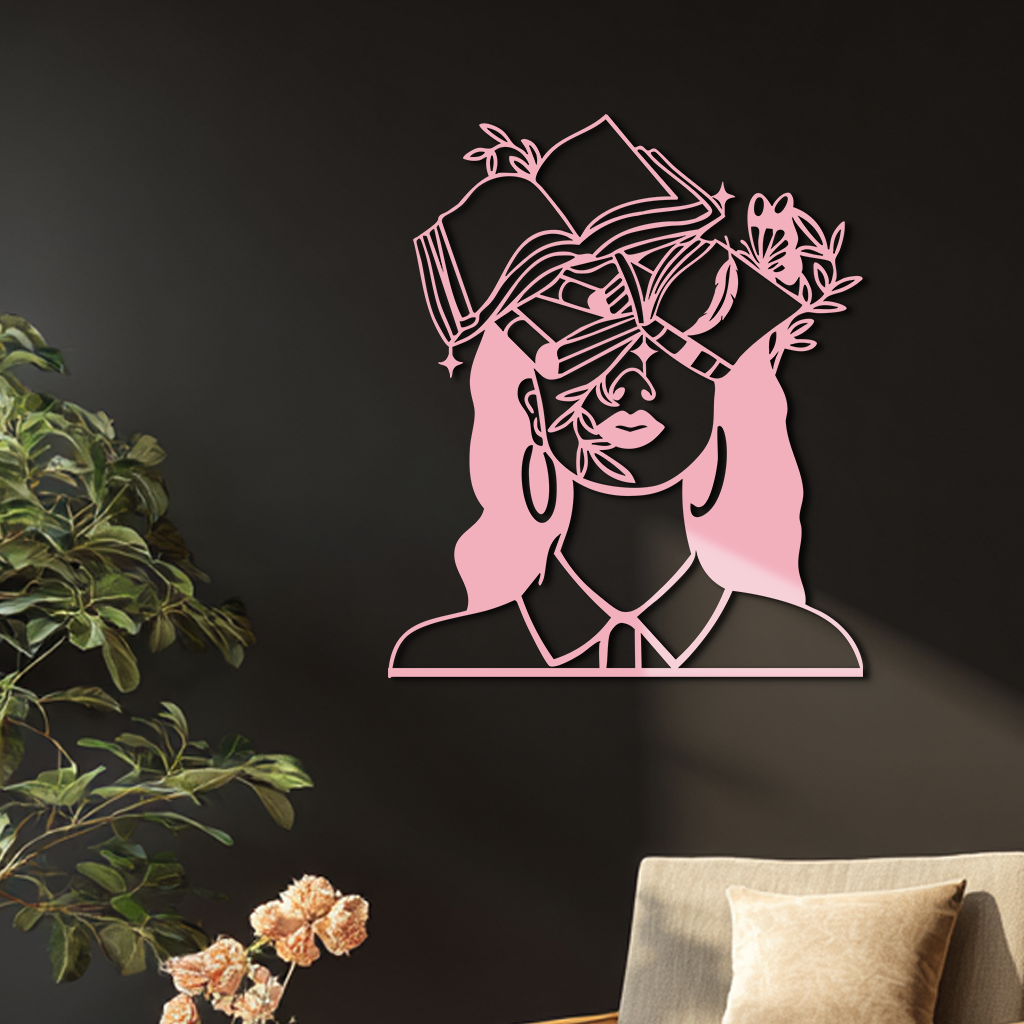 Book Lover Woman Silhouette Metal Wall Art – Reading & Knowledge Inspired Home Decor - KAFGP149 - Tampa Home & Garden Store