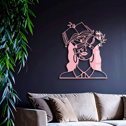 Book Lover Woman Silhouette Metal Wall Art – Reading & Knowledge Inspired Home Decor - KAFGP149 - Tampa Home & Garden Store