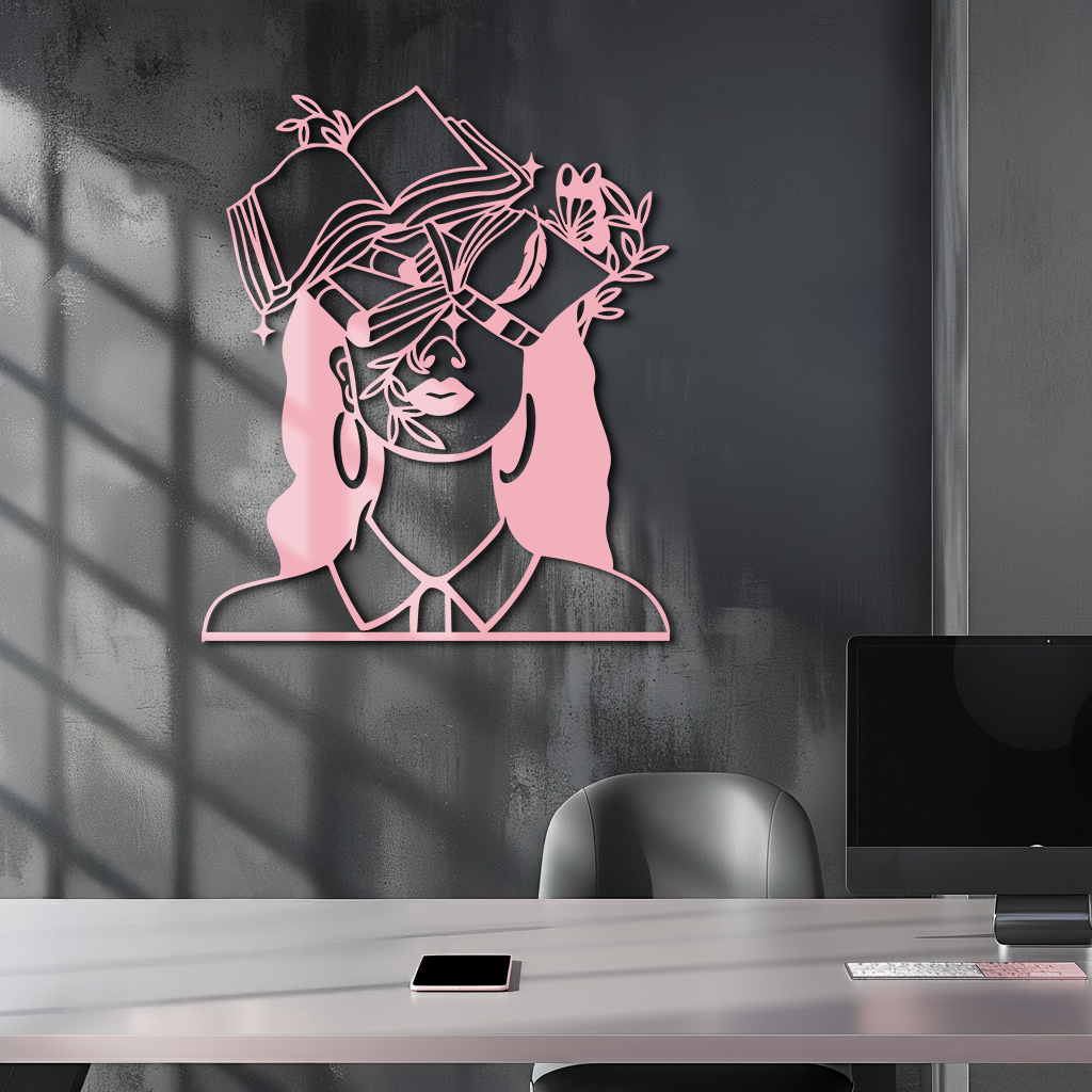 Book Lover Woman Silhouette Metal Wall Art – Reading & Knowledge Inspired Home Decor - KAFGP149 - Tampa Home & Garden Store