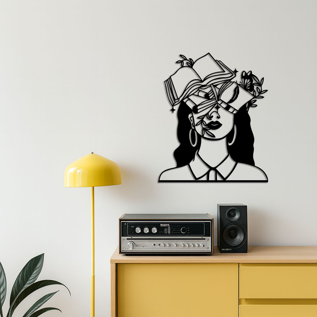 Book Lover Woman Silhouette Metal Wall Art – Reading & Knowledge Inspired Home Decor - KAFGP149 - Tampa Home & Garden Store