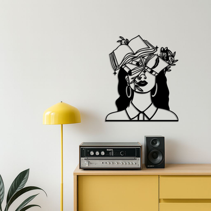 Book Lover Woman Silhouette Metal Wall Art – Reading & Knowledge Inspired Home Decor - KAFGP149 - Tampa Home & Garden Store