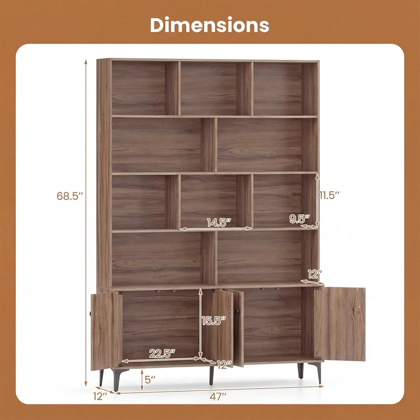 Bookshelf Four Doors and Anti-Tipping Kits