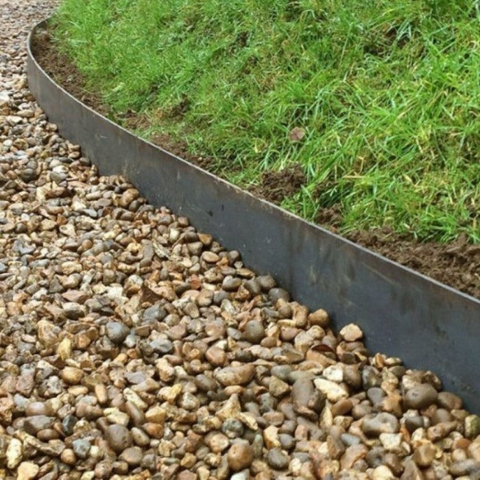 Steel Edging Trim Cap, curved steel-gray border for garden beds by Rivendell Distribution on Tampa Home & Garden Store