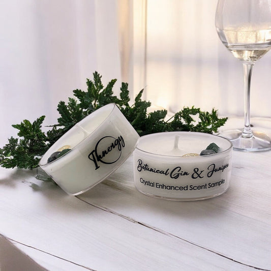 Botanical Gin & Juniper, Premium Coconut-Soy Wax Tea Light Crystal Candle, 1oz - Tampa Home & Garden Store