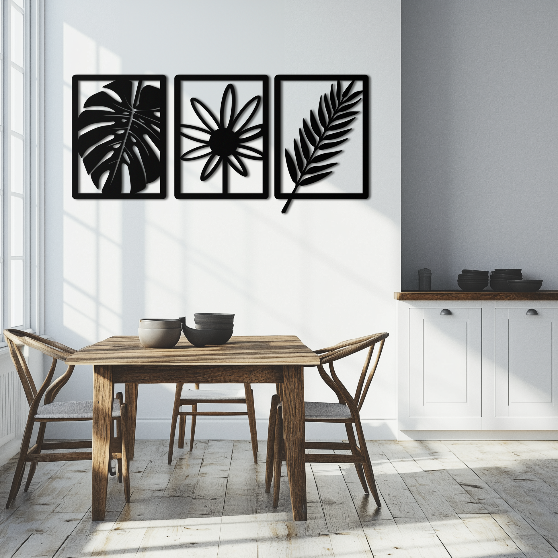 Botanical Metal Wall Art Set - Nature-Inspired Minimalist Decor - KAF198 - Tampa Home & Garden Store