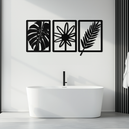 Botanical Metal Wall Art Set - Nature-Inspired Minimalist Decor - KAF198 - Tampa Home & Garden Store