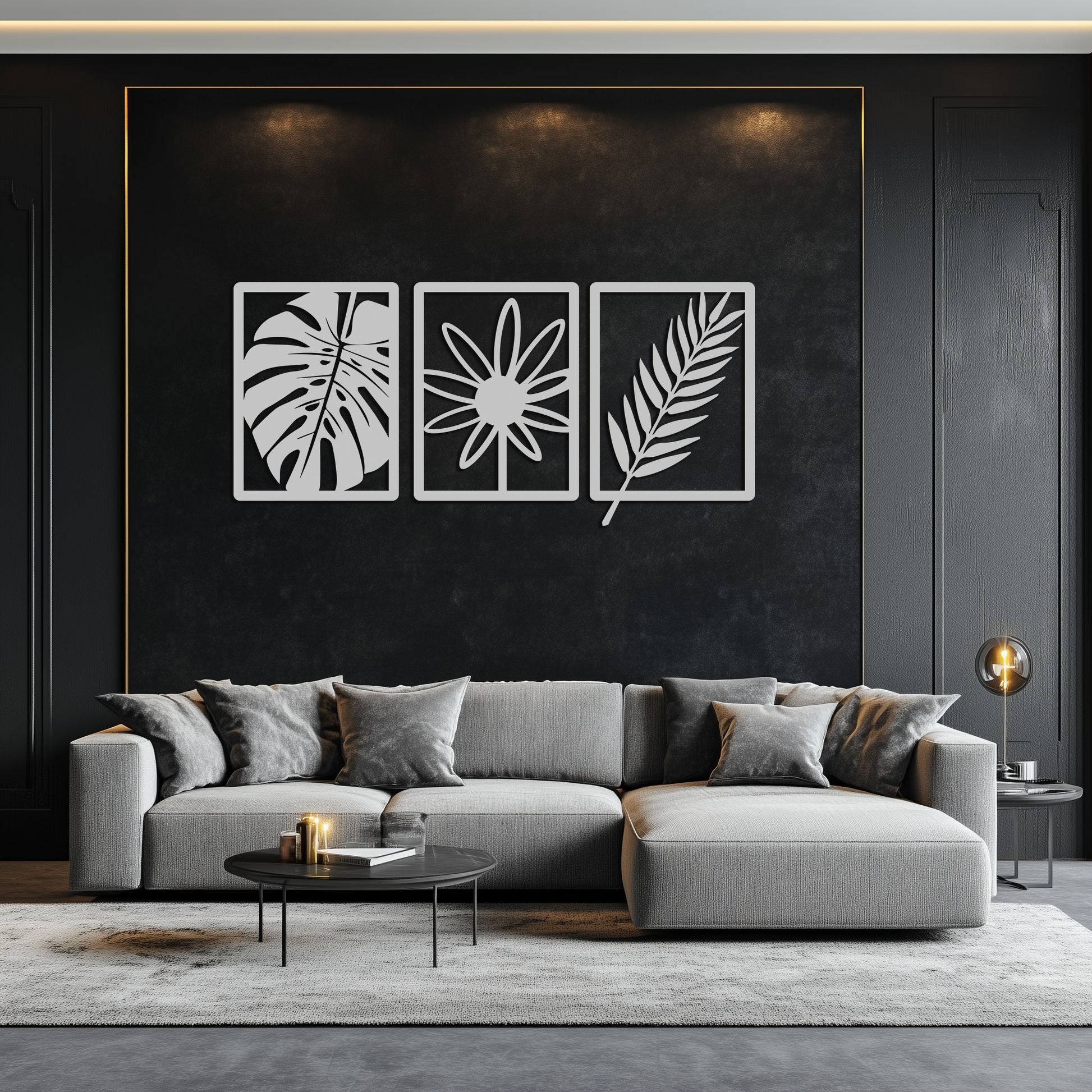 Botanical Metal Wall Art Set - Nature-Inspired Minimalist Decor - KAF198 - Tampa Home & Garden Store