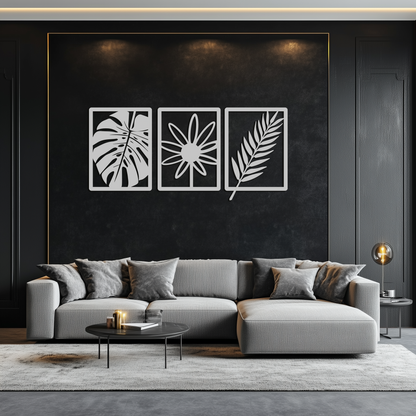 Botanical Metal Wall Art Set - Nature-Inspired Minimalist Decor - KAF198 - Tampa Home & Garden Store