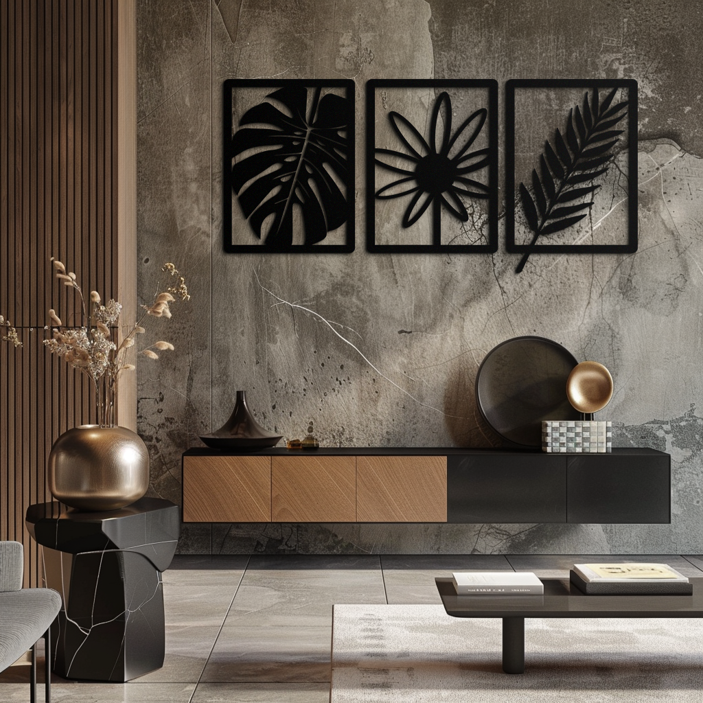 Botanical Metal Wall Art Set - Nature-Inspired Minimalist Decor - KAF198 - Tampa Home & Garden Store