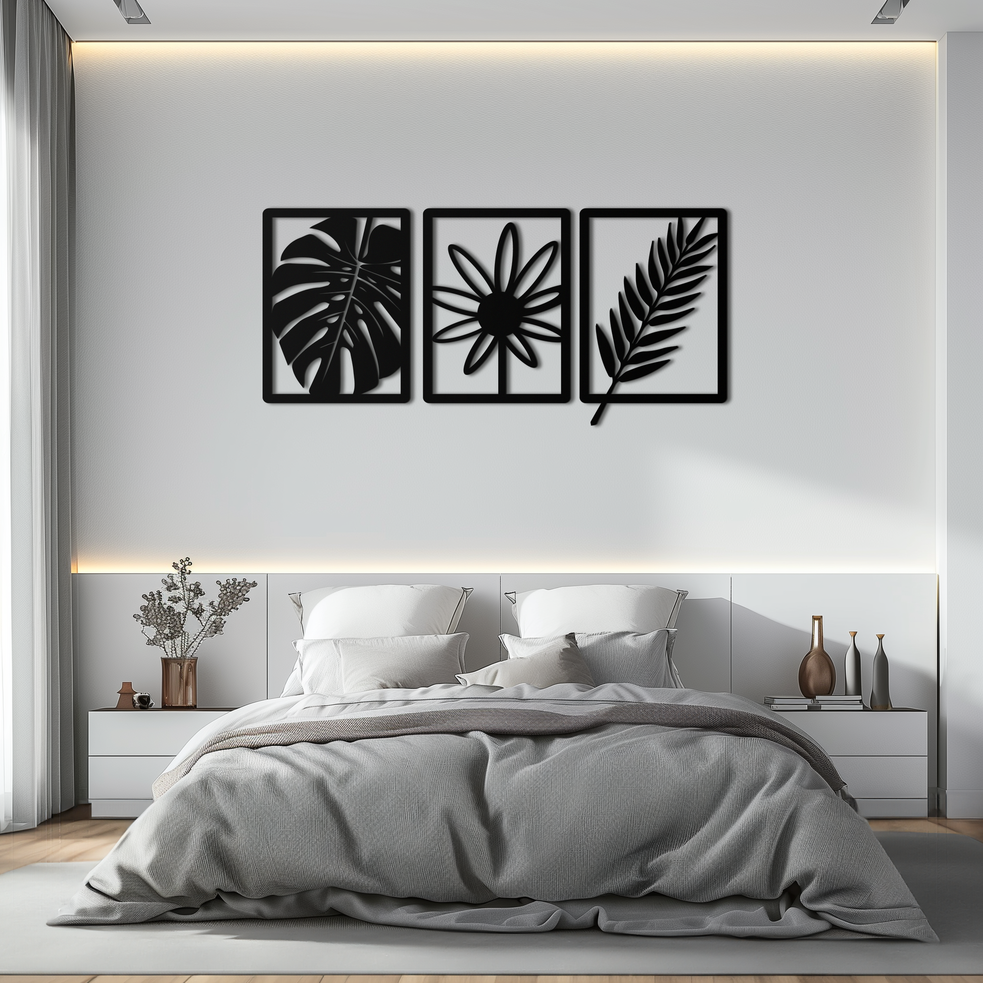 Botanical Metal Wall Art Set - Nature-Inspired Minimalist Decor - KAF198 - Tampa Home & Garden Store