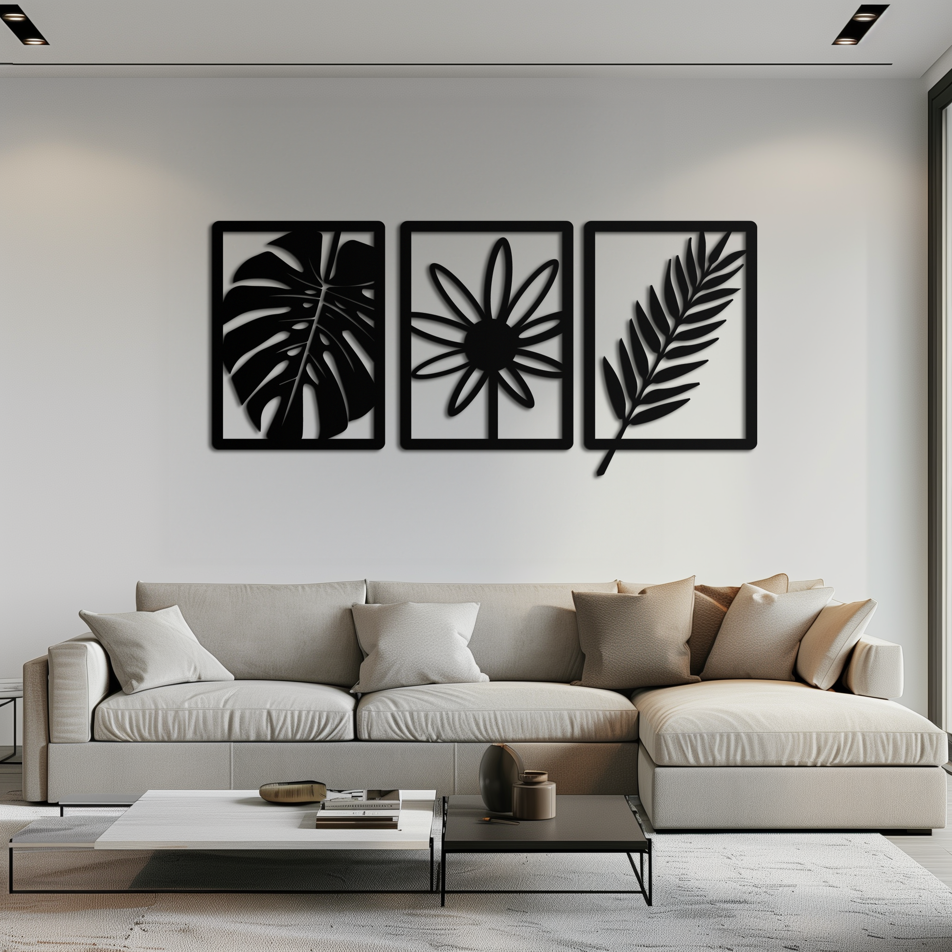 Botanical Metal Wall Art Set - Nature-Inspired Minimalist Decor - KAF198 - Tampa Home & Garden Store