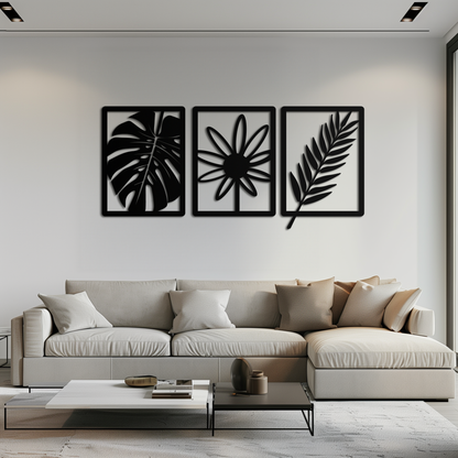 Botanical Metal Wall Art Set - Nature-Inspired Minimalist Decor - KAF198 - Tampa Home & Garden Store