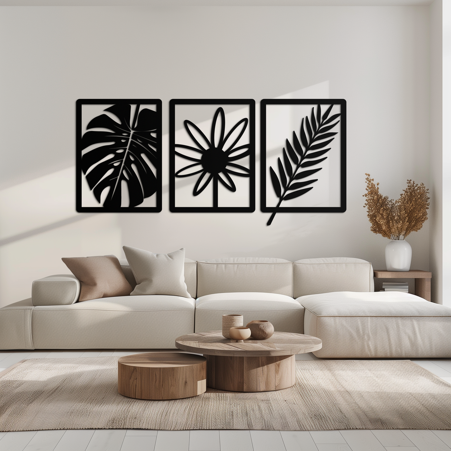 Botanical Metal Wall Art Set - Nature-Inspired Minimalist Decor - KAF198 - Tampa Home & Garden Store