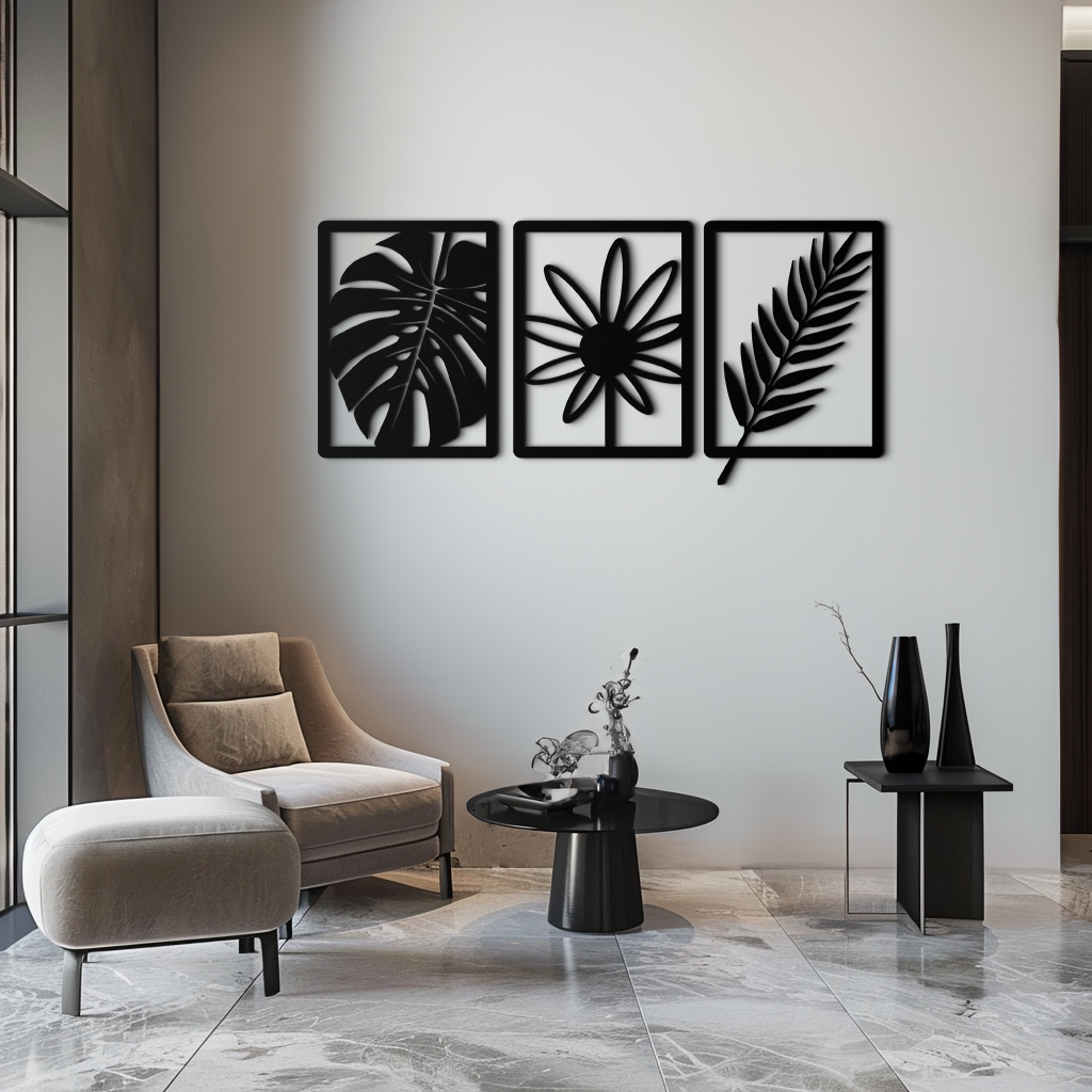 Botanical Metal Wall Art Set - Nature-Inspired Minimalist Decor - KAF198 - Tampa Home & Garden Store