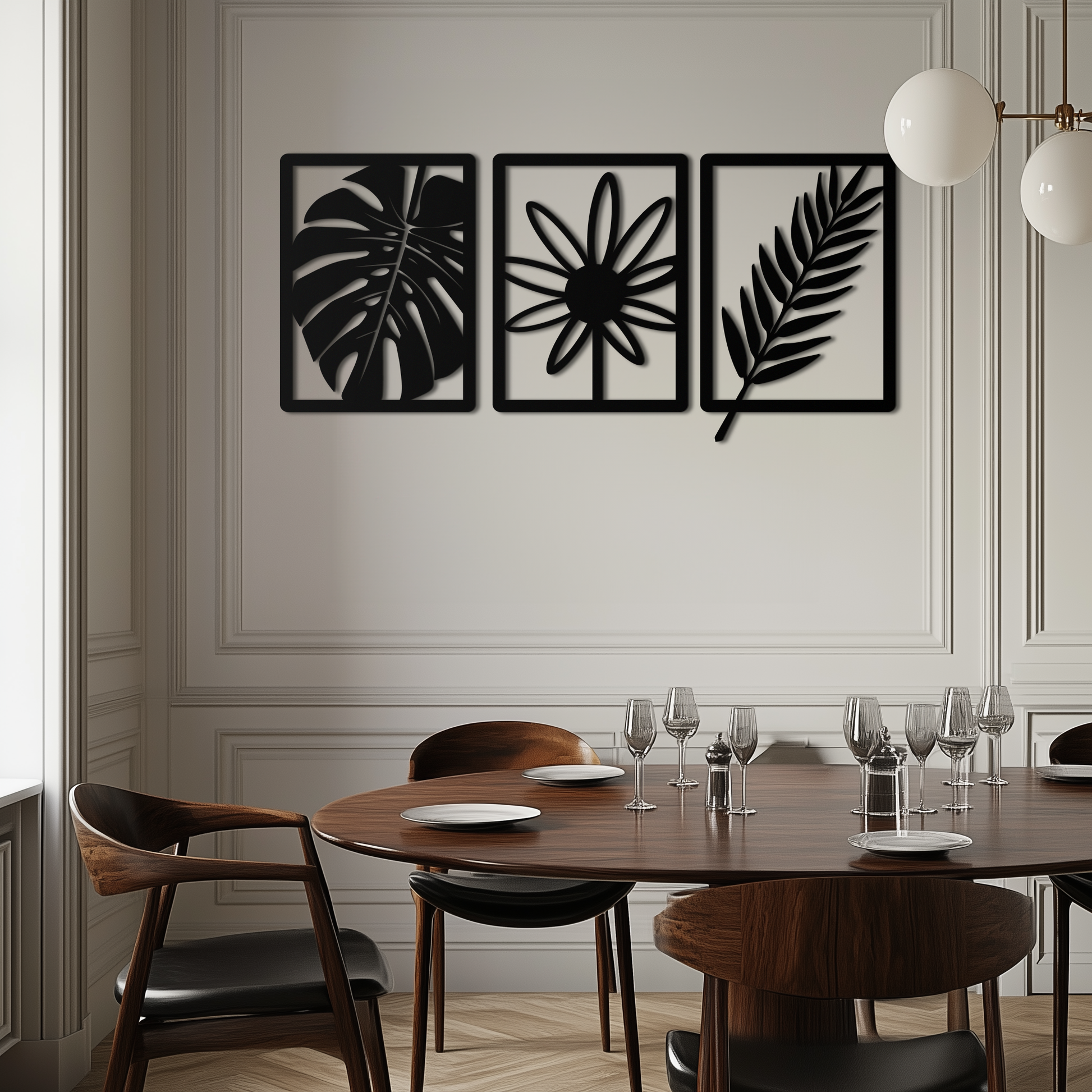 Botanical Metal Wall Art Set - Nature-Inspired Minimalist Decor - KAF198 - Tampa Home & Garden Store