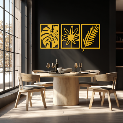 Botanical Metal Wall Art Set - Nature-Inspired Minimalist Decor - KAF198 - Tampa Home & Garden Store