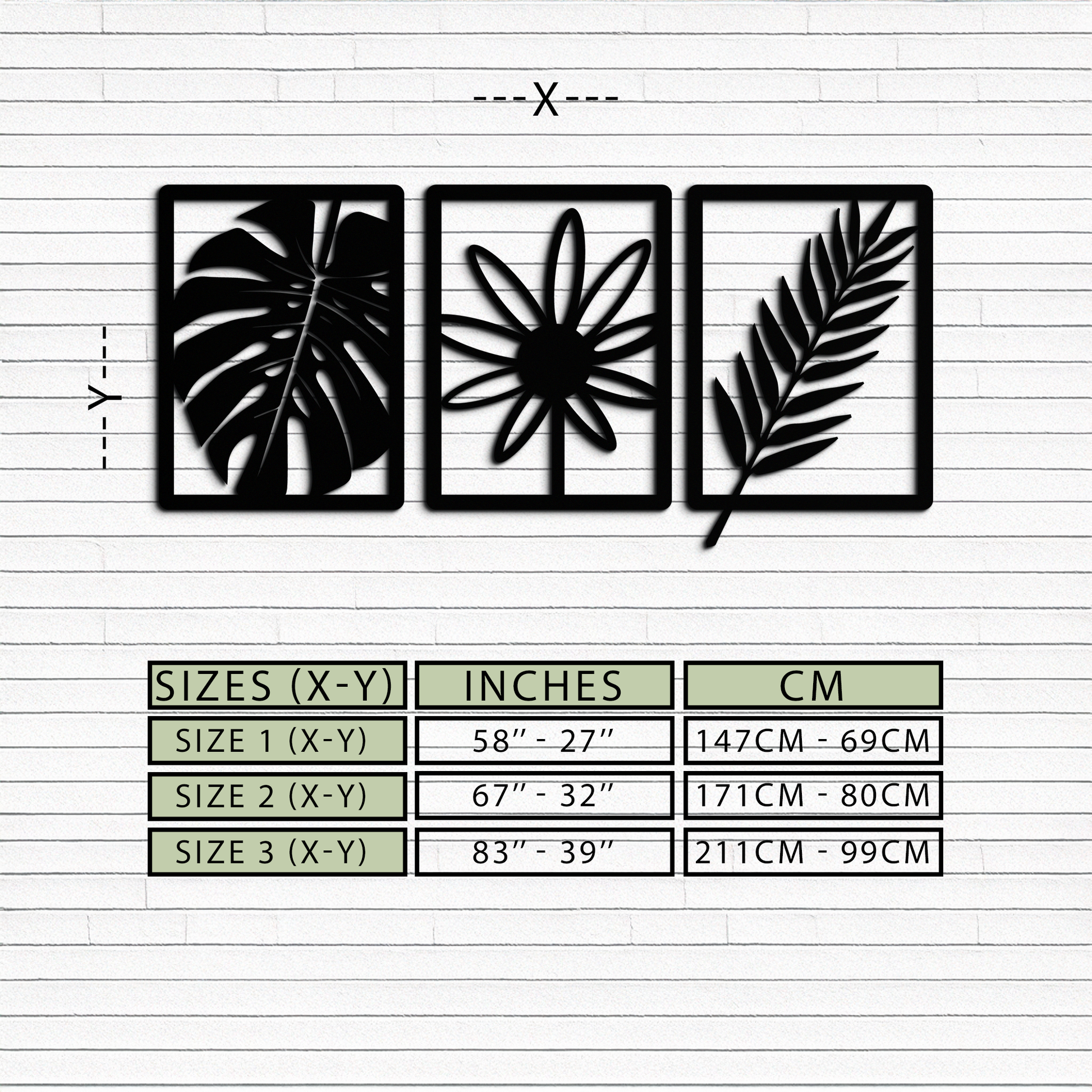 Botanical Metal Wall Art Set - Nature-Inspired Minimalist Decor - KAF198 - Tampa Home & Garden Store