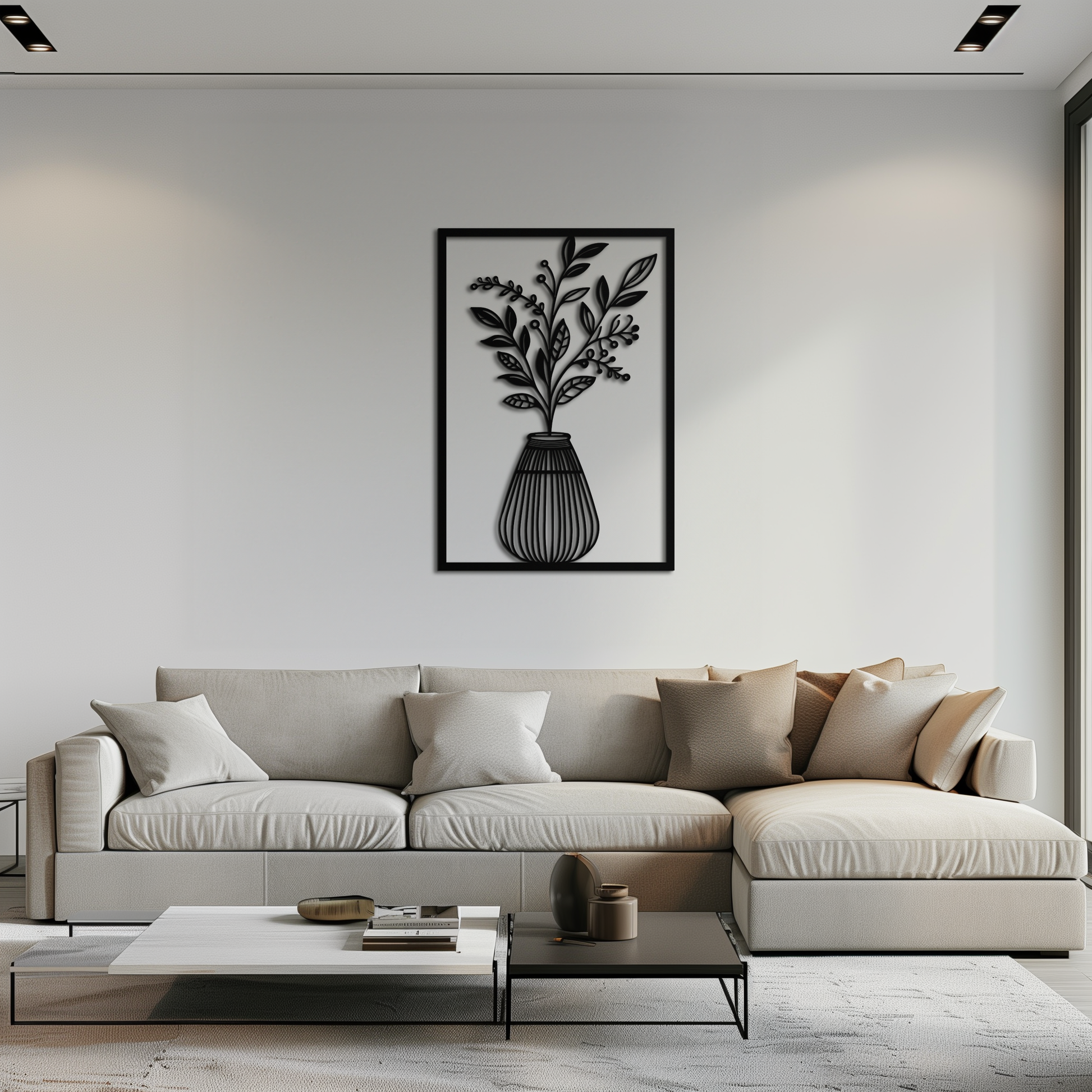 Botanical Vase Metal Wall Art – Elegant Plant Silhouette for Modern Nature-Inspired Decor- KAF357 - Tampa Home & Garden Store