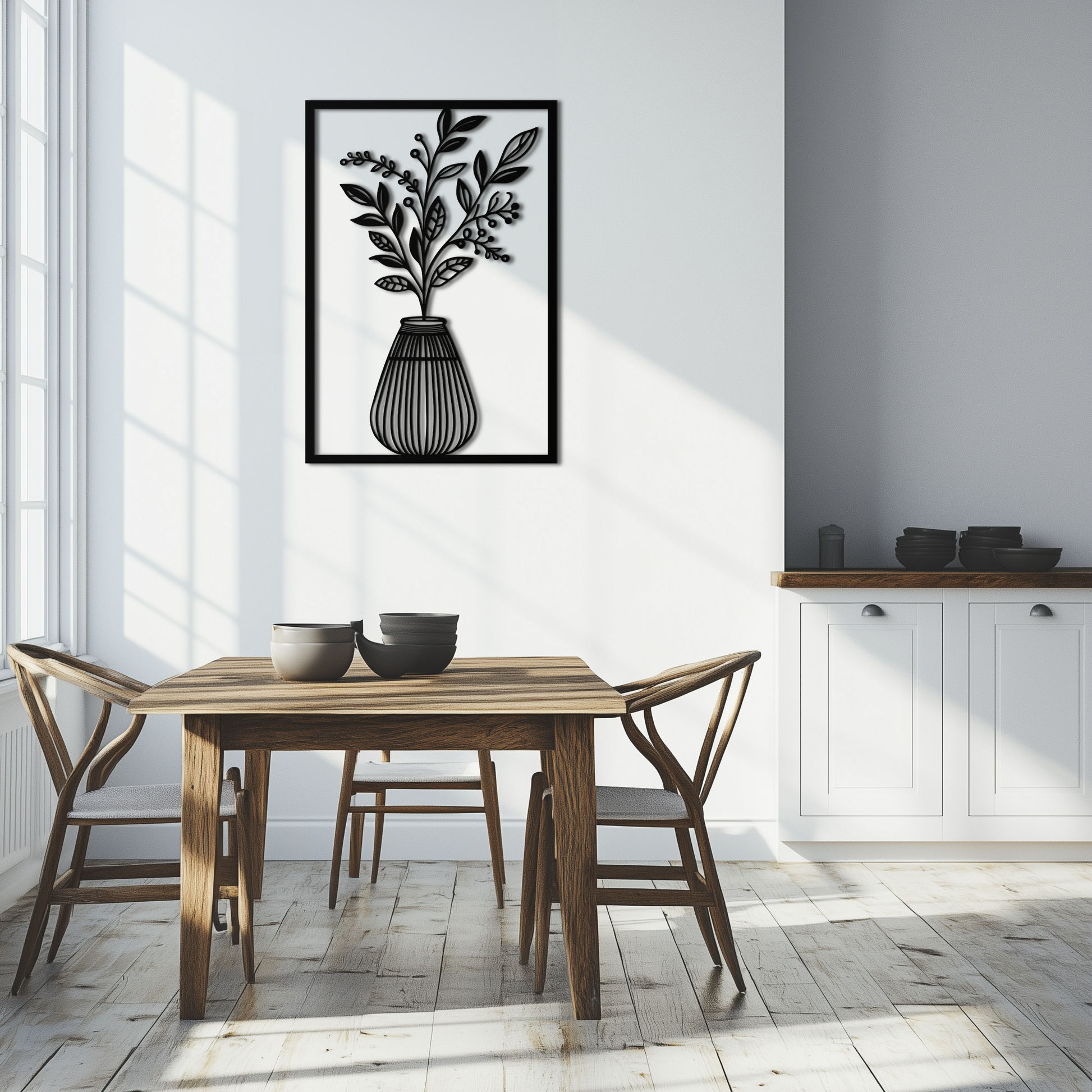 Botanical Vase Metal Wall Art – Elegant Plant Silhouette for Modern Nature-Inspired Decor- KAF357 - Tampa Home & Garden Store
