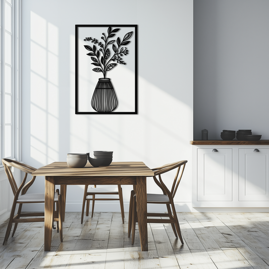Botanical Vase Metal Wall Art – Elegant Plant Silhouette for Modern Nature-Inspired Decor- KAF357 - Tampa Home & Garden Store