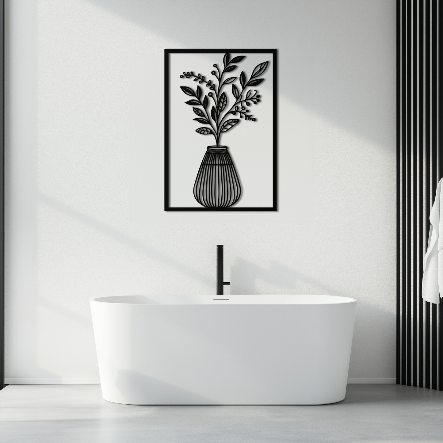 Botanical Vase Metal Wall Art – Elegant Plant Silhouette for Modern Nature-Inspired Decor- KAF357 - Tampa Home & Garden Store