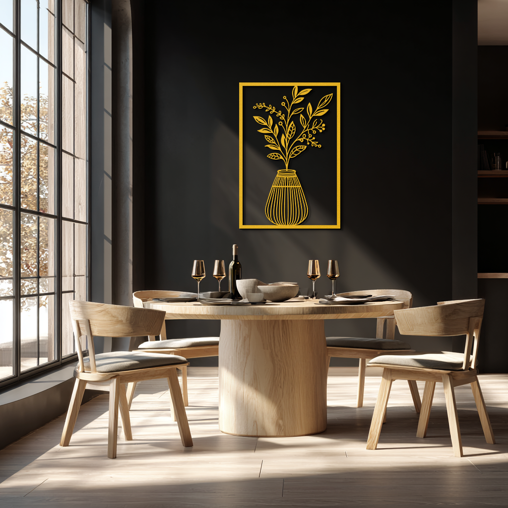 Botanical Vase Metal Wall Art – Elegant Plant Silhouette for Modern Nature-Inspired Decor- KAF357 - Tampa Home & Garden Store