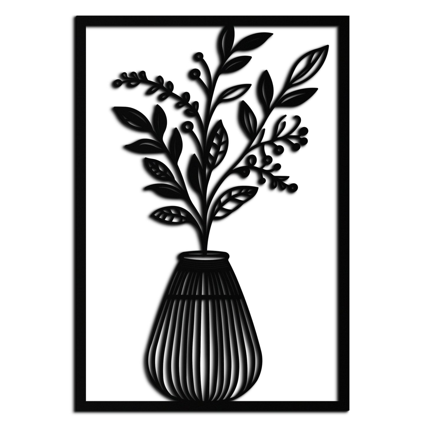 Botanical Vase Metal Wall Art – Elegant Plant Silhouette for Modern Nature-Inspired Decor- KAF357 - Tampa Home & Garden Store