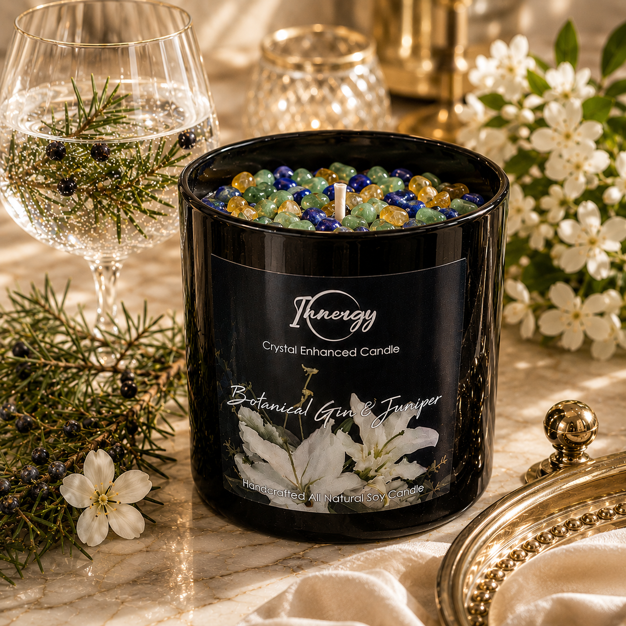 Botanical Gin & Juniper Crystal Candle, 9oz