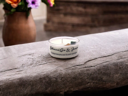 Botanical Gin & Juniper, Premium Coconut-Soy Wax Tea Light Crystal Candle, 1oz