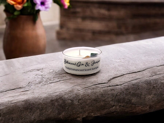 Botanical Gin & Juniper, Premium Coconut-Soy Wax Tea Light Crystal Candle, 1oz - Tampa Home & Garden Store
