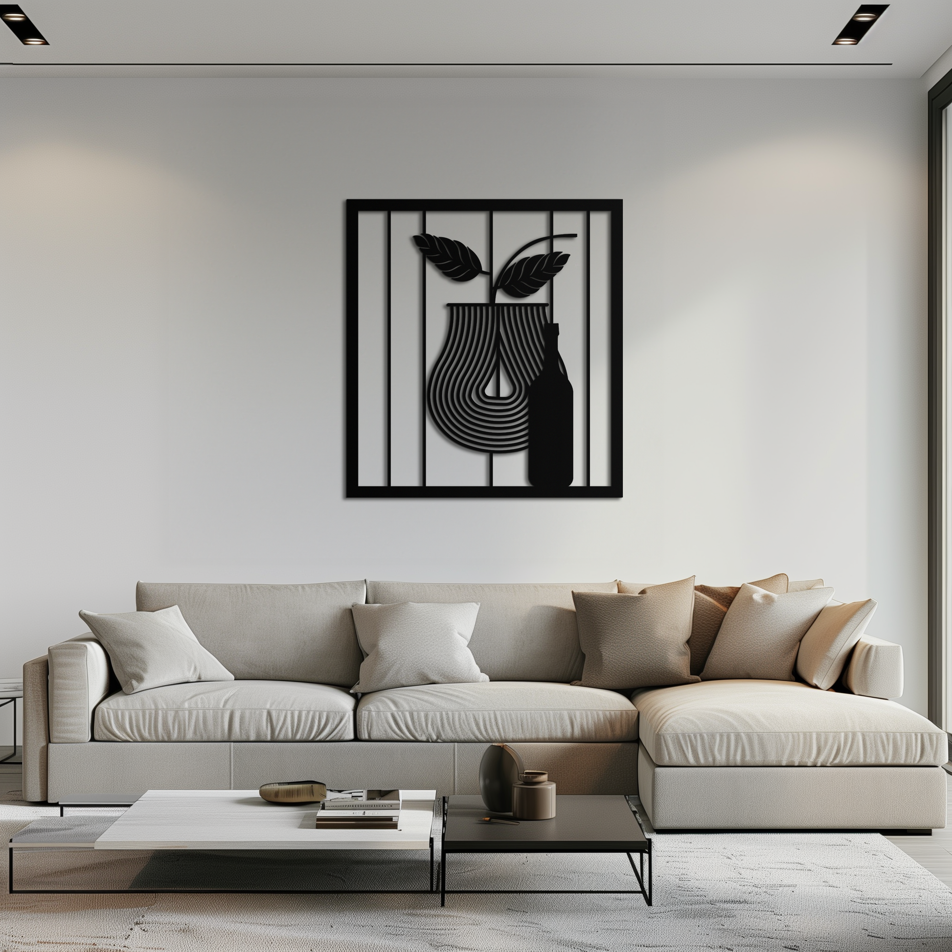 Bottle and Leaf Metal Wall Art – Modern Abstract Home Decor for Kitchen or Dining Room- KAF358 - Tampa Home & Garden Store