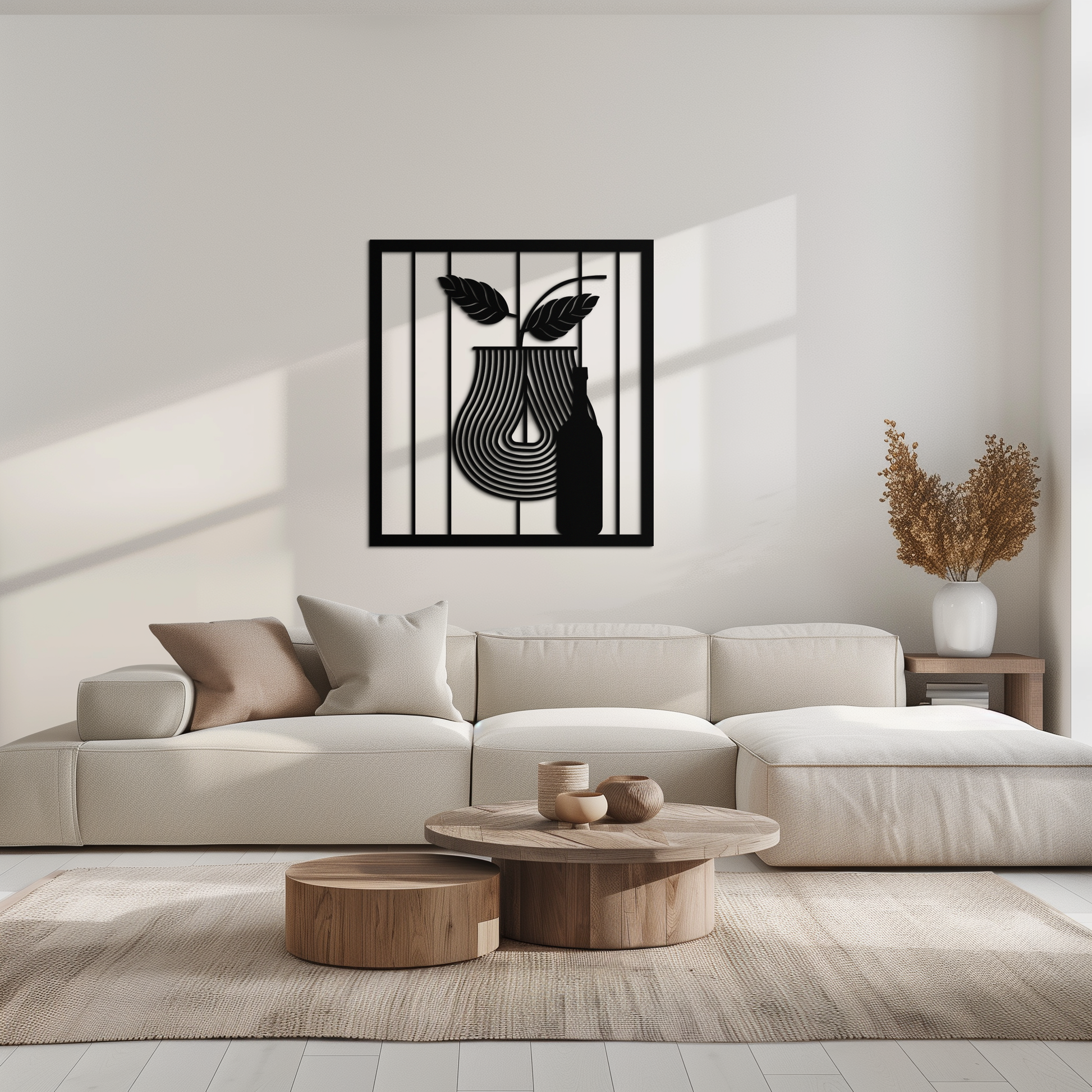 Bottle and Leaf Metal Wall Art – Modern Abstract Home Decor for Kitchen or Dining Room- KAF358 - Tampa Home & Garden Store