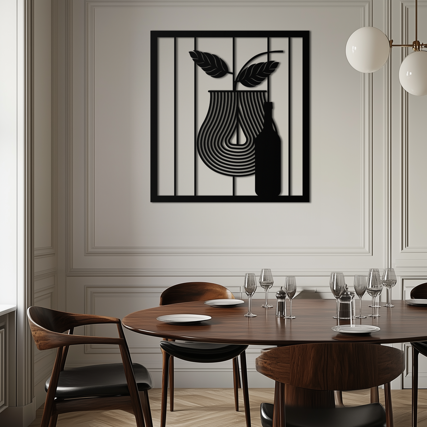 Bottle and Leaf Metal Wall Art – Modern Abstract Home Decor for Kitchen or Dining Room- KAF358 - Tampa Home & Garden Store